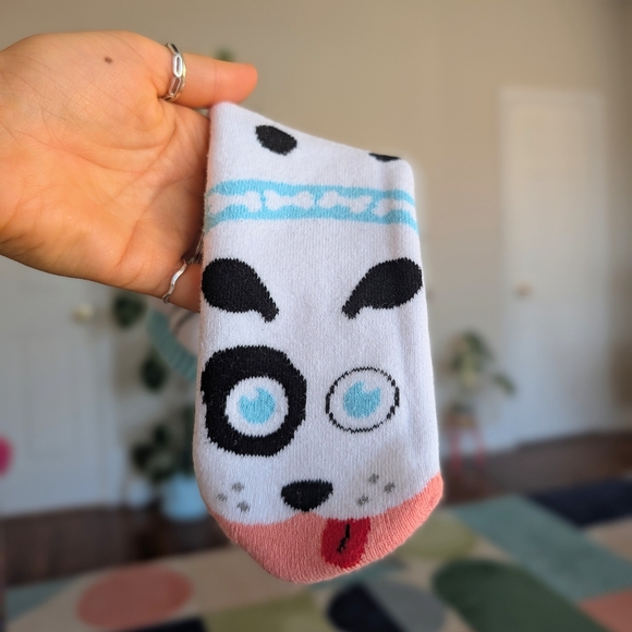 Playful Cat & Dalmatian Novelty Socks - Yellow & White - Picture 3 of 7